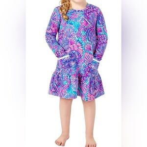 Lilly Pulitzer girls Vira Turqouise Oasis Shelleidoscope Dress small (4-5)